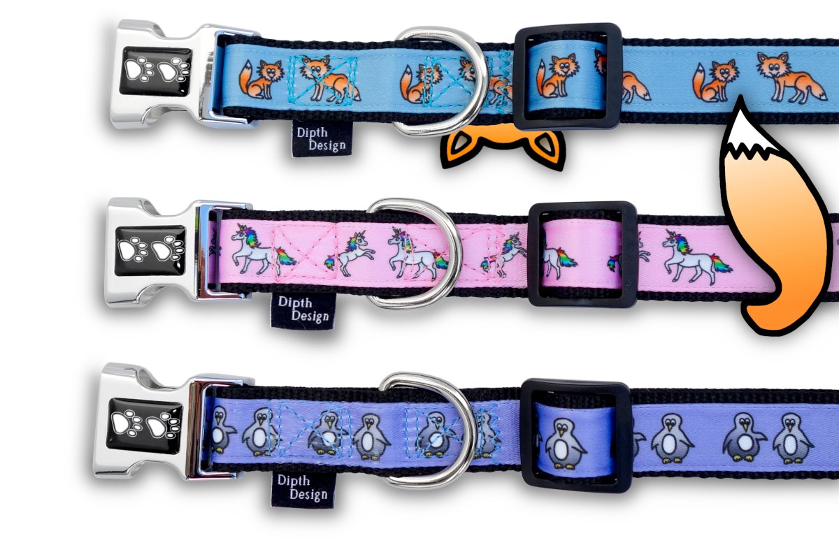 Halsband Hundehalsband Design Fuchs Einhorn Pinguin